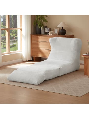 ABRIHOME Relaxsessel in Weiß Chenille umwandelbar mit Liegefunktion für Wohnzimmer