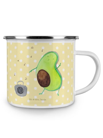 Mr. & Mrs. Panda Camping Emaille Tasse Avocado Tanzen ohne Spruch in Gelb Pastell