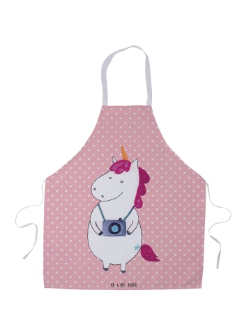 Mr. & Mrs. Panda Schürze Einhorn Fotograf ohne Spruch in Rot Pastell