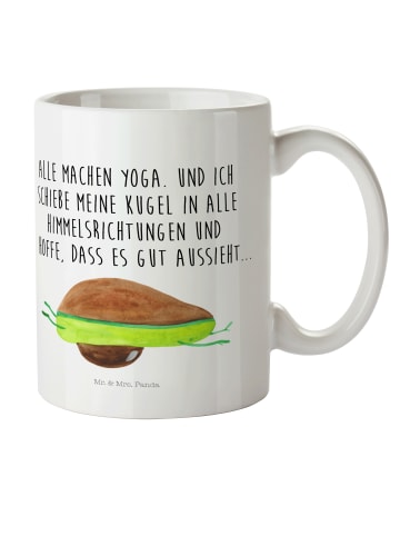 Mr. & Mrs. Panda Kindertasse Avocado Yoga mit Spruch in Weiß