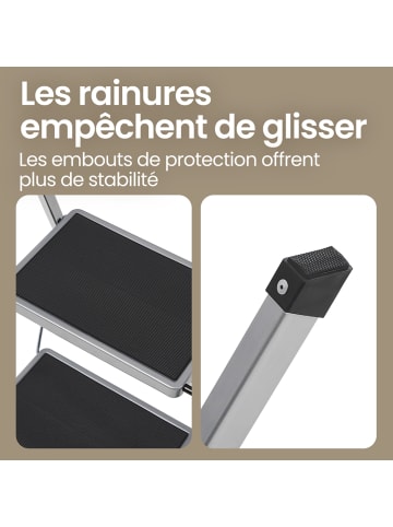 SONGMICS Trittleiter Brody in Grau - (B)45.5 x (H)82 x (T)55 cm