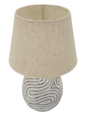 Mauro Ferretti Beige Tischleuchte aus Kunstharz mit Stofflampenschirm Ø 35×55