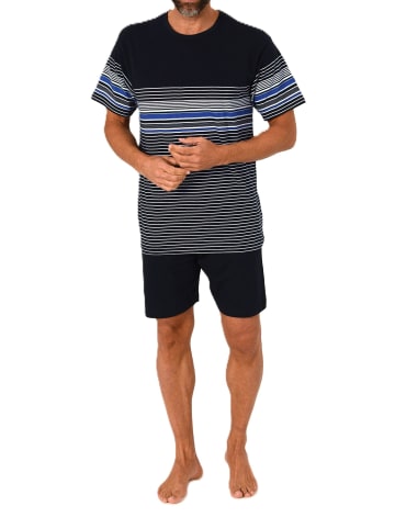 NORMANN kurzarm Schlafanzug Shorty Streifen in blau