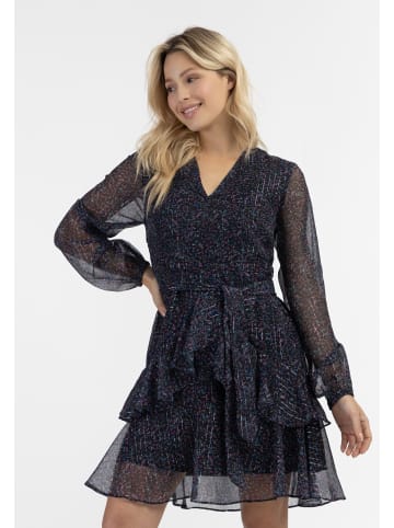 DreiMaster Vintage Midi Langarmkleid in Schwarz Blumendruck