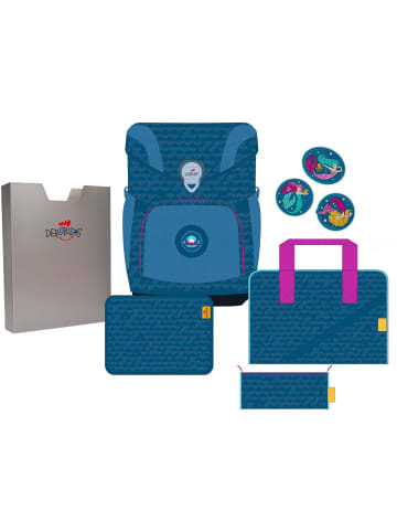DerDieDas Ergoflex Easy Schulranzen Set 5-tlg. Exklusiv Superflash Meerjungfrau in blau