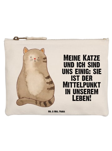 Mr. & Mrs. Panda Schminktasche Katze Sitzen mit Spruch in Weiß