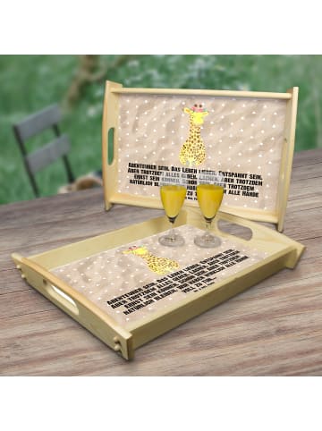 Mr. & Mrs. Panda Servierplatte Giraffe Blumenkranz mit Spruch in Sandig