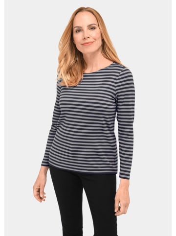 GOLDNER Jerseyshirt mit Streifenmuster in marine / grau
