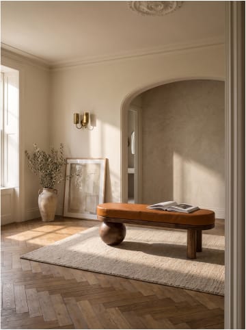 KADIMA DESIGN Sitzbank oval, Ziegenleder, handgefertigt, Mango