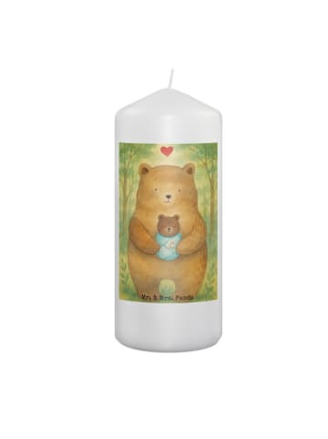 Mr. & Mrs. Panda Blockkerze Bär Baby Design ohne Spruch in Weiß
