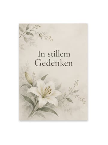 Mr. & Mrs. Panda Trauerspruchkarte Lilie würdevoll Design mit Sp... in Weiß