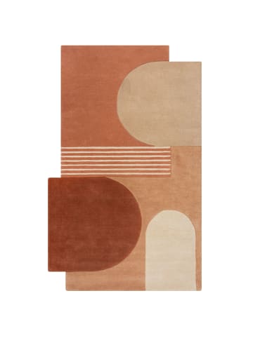 KADIMA DESIGN HALLEIN Wohnzimmerteppich 200x290 Terrakotta Wolle Kurzflor XXL in Terrakotta
