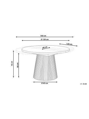 Beliani Esszimmertisch MOORE in Braun - (W) 120 x (H) 76 x (L) 120 cm
