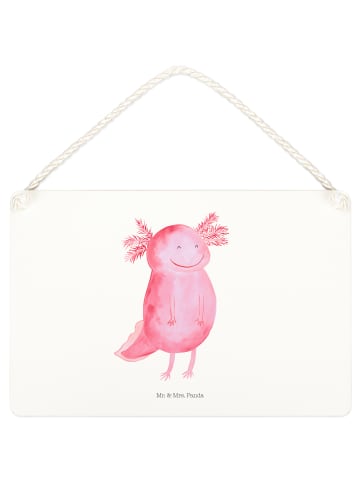 Mr. & Mrs. Panda Wandbild Holz Axolotl Glücklich ohne Spruch in Weiß