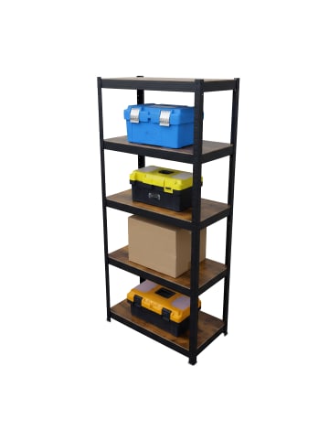 relaxdays Schwerlastregal in Schwarz/ Braun - (B)60 x (H)180 x (T)30 cm