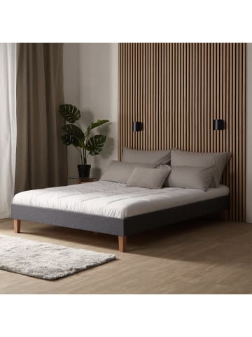 Homestyle4u Polsterbett mit Lattenrost 140x200 cm in Grau