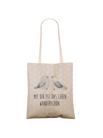 Mr. & Mrs. Panda Tasche Turteltauben Liebe mit Spruch in Grau Pastell