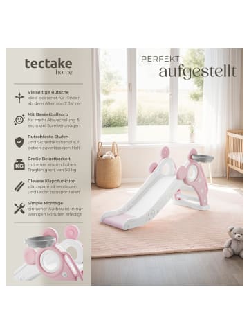 tectake Kinderrutsche Joy Belastbarkeit 50 kg, 128 x 66,5 x 67,5 cm, pink