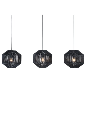 home24 home24 Pendelleuchte aus Metall und Naturfaser in Schwarz - 30 x 130 x 150 cm in Schwarz