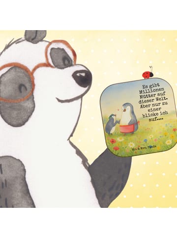 Mr. & Mrs. Panda Bierdeckel Pinguin mit Kind Design mit Spruch in Weiß