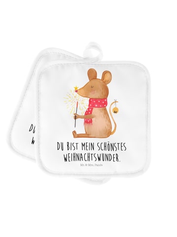 Mr. & Mrs. Panda Topflappen Maus Weihnachten mit Spruch in Weiß