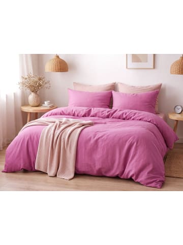 Beliani 3-tlg Bettwäsche-Set HARMONRIDGE in Rosa