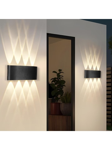 ZMH 2er-Set Wandleuchte LED in schwarz Modern 3000K warmweiß 7W IP65 Up Down L 22cm