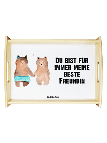 Mr. & Mrs. Panda Tablett Bär Freundin mit Spruch in Weiß