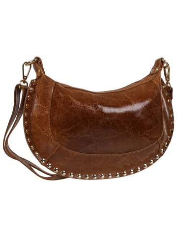 Toscanto Leder Schultertasche, Umhängetasche Toscanto Tasche hellbraun ca. 32cm