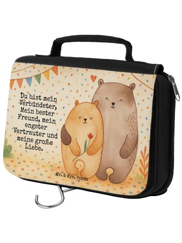 Mr. & Mrs. Panda Kulturtasche Bären Liebe Design mit Spruch in Weiß