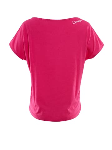 Winshape Kurzarmshirt Ultra Light mit Glitzer-Aufdruck MCT002 in deep pink/glitzer/weiß