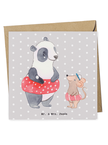 Mr. & Mrs. Panda Klappkarte Otter Schwimmen ohne Spruch in Grau Pastell