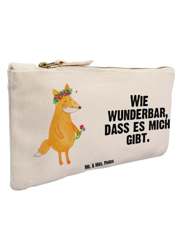 Mr. & Mrs. Panda Pouch Fuchs Blumen mit Spruch in Weiß