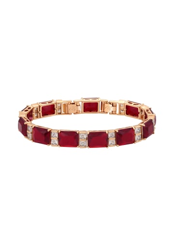 faina Women Crystal-Studded Link Bracelet in Rose Gold Red