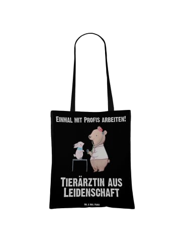 Mr. & Mrs. Panda Beutel Tierärztin Leidenschaft mit Spruch in Schwarz