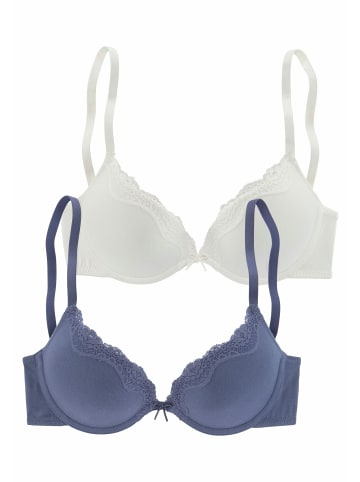 PETITE FLEUR Push-up-BH in blau+creme