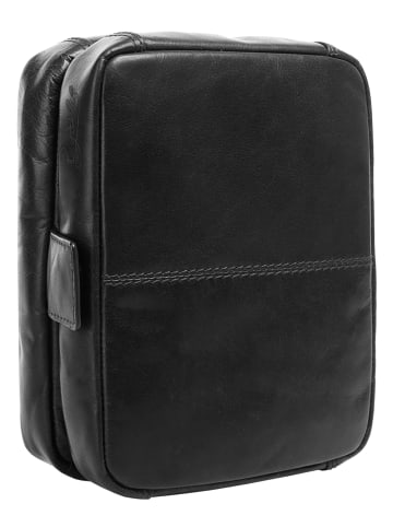 X-ZONE Kulturtasche echt Leder in schwarz