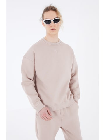 Ossy Homer Basic Sweatshirt Oversize Fit Pullover in Beige