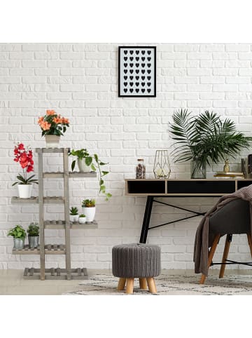 relaxdays Blumenregal in Grau - (B)81 x (H)125 x (T)25 cm