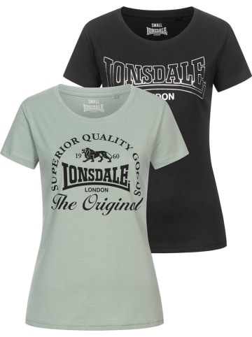 Lonsdale Shirt "Rowrah Frauen T-Shirt Doppelpack" in Schwarz