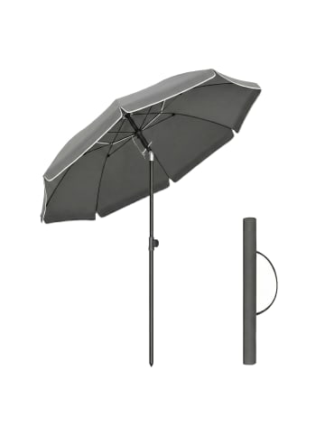 SONGMICS Sonnenschirm Sheld in Grau - (H)218x Ø200 cm