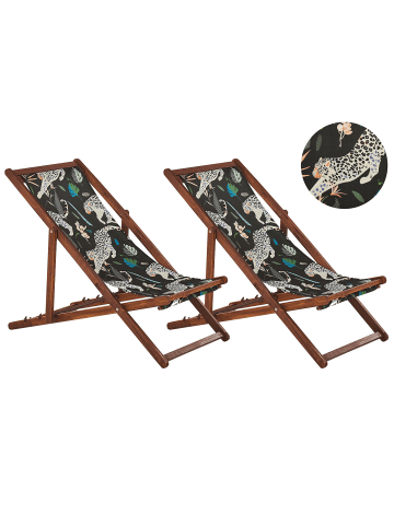 Beliani 4-tlg Gartenliege ANZIO in Braun/Blau/Grün