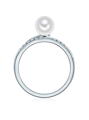 Valero Pearls Ring aus Sterling Silber mit Zirkonia und Süßwasser-Zuchtperle in silber