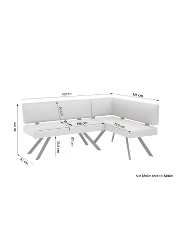 byLiving Eckbank TORONTO in taupe - 182 x 128, H 85 cm