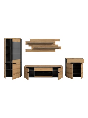 ebuy24 Regalsystem Canu (4-teilig) Eiche 375 x 44 cm