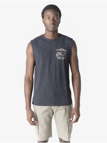 KOROSHI Herren t-shirt boxen baumwolle druck in Schwarz