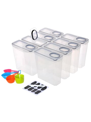 relaxdays 8 x Vorratsdosen in Transparent - 3,7 l