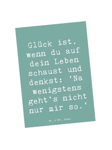 Mr. & Mrs. Panda Postkarte Spruch Glück GemeinMensch mit Spruch in Meeresbrise