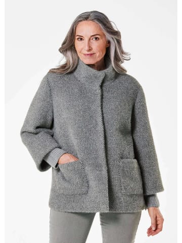 GOLDNER Pelzjacke Flauschiger Kurzmantel mit Stehkragen in grau