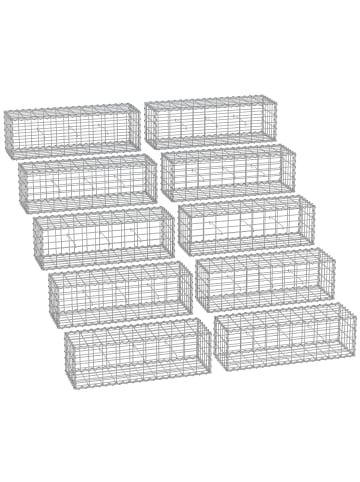 SONGMICS 10er-Set: Gabione in Silbern - (B)100 x (H)30 x (T)30 cm